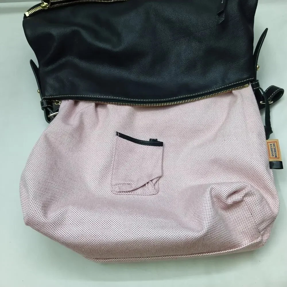Dooney & Bourke Black Pebbled Leather Zipper Pockets Hobo Shoulder Bag